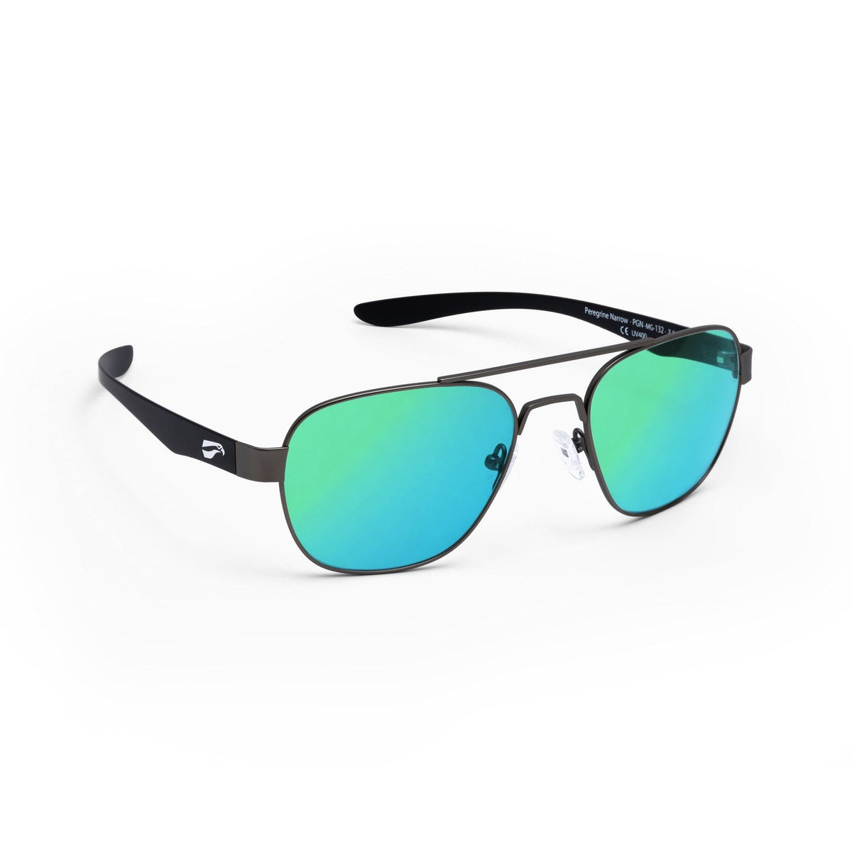 flying eyes peregrine titanium narrow matte gun metal mirrored emerald