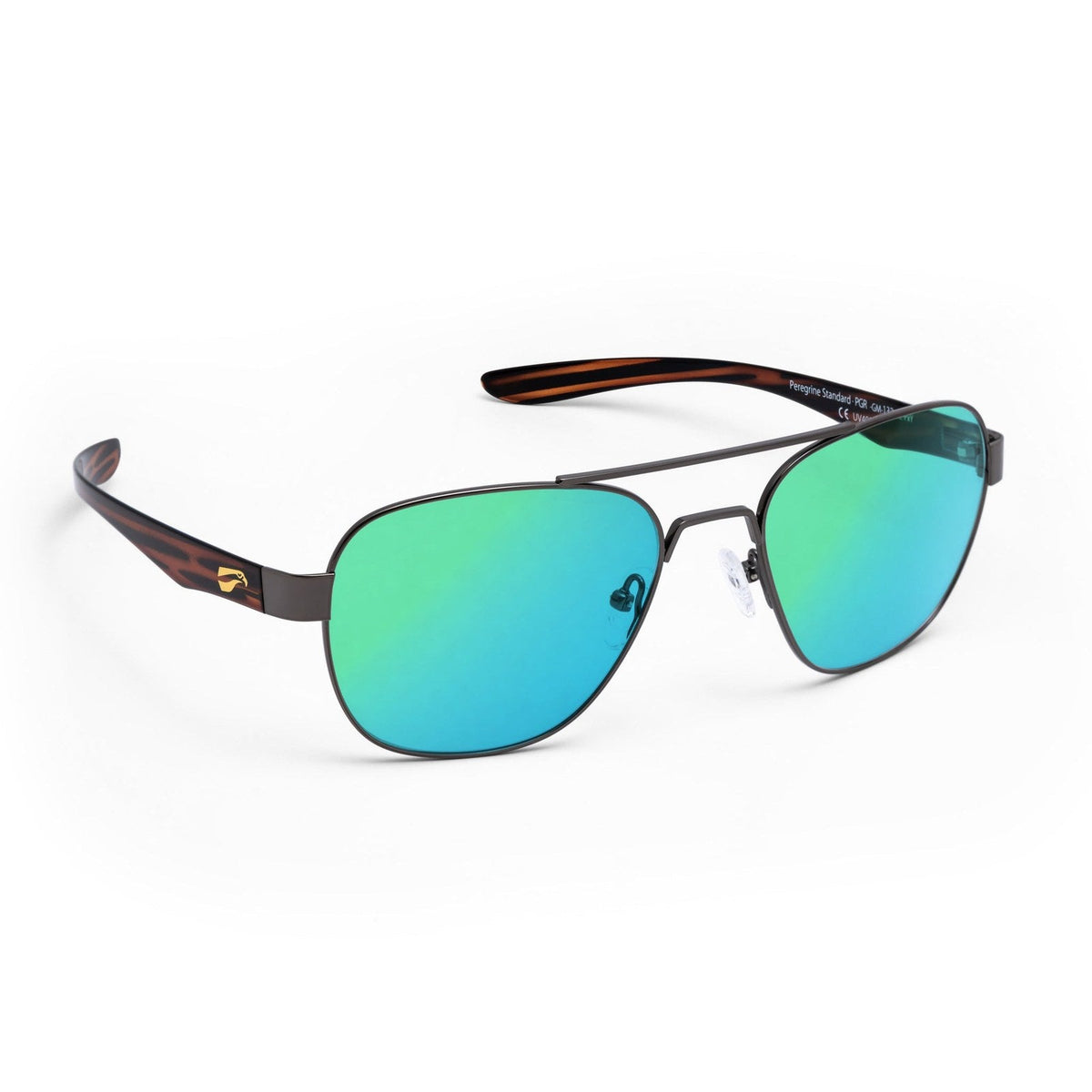 flying eyes peregrine titanium standard glossy gun metal mirrored emerald