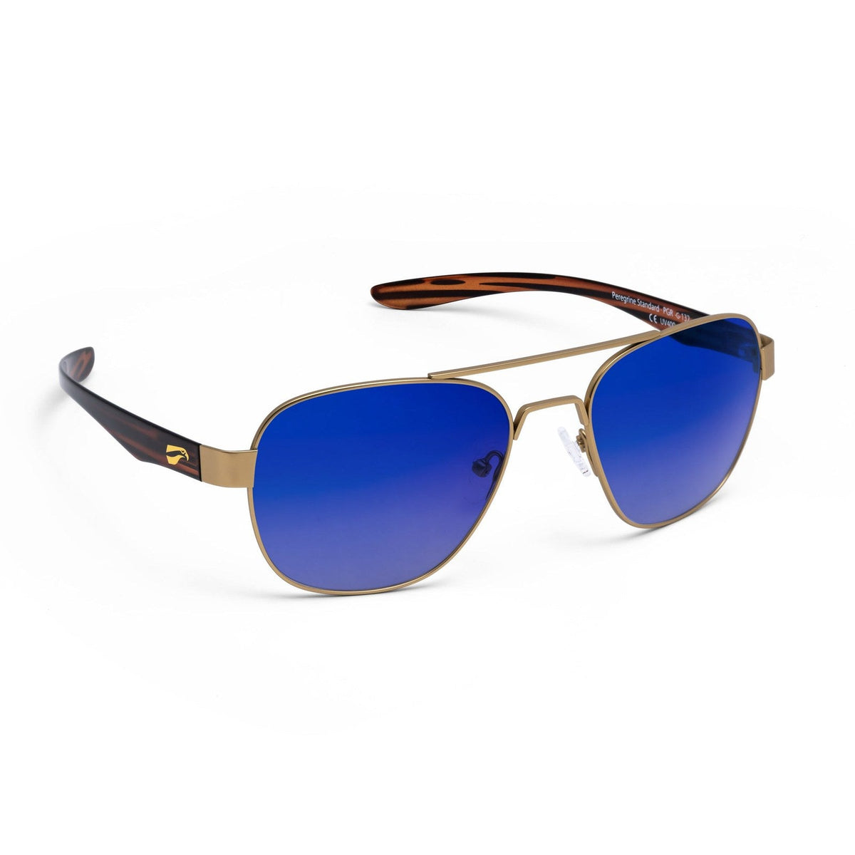 flying eyes peregrine titanium standard matte gold gradient mirrored sapphire
