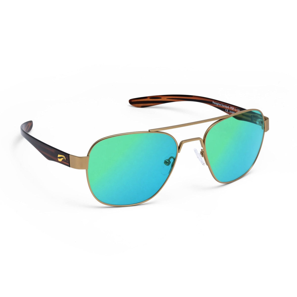 flying eyes peregrine titanium standard matte gold mirrored emerald