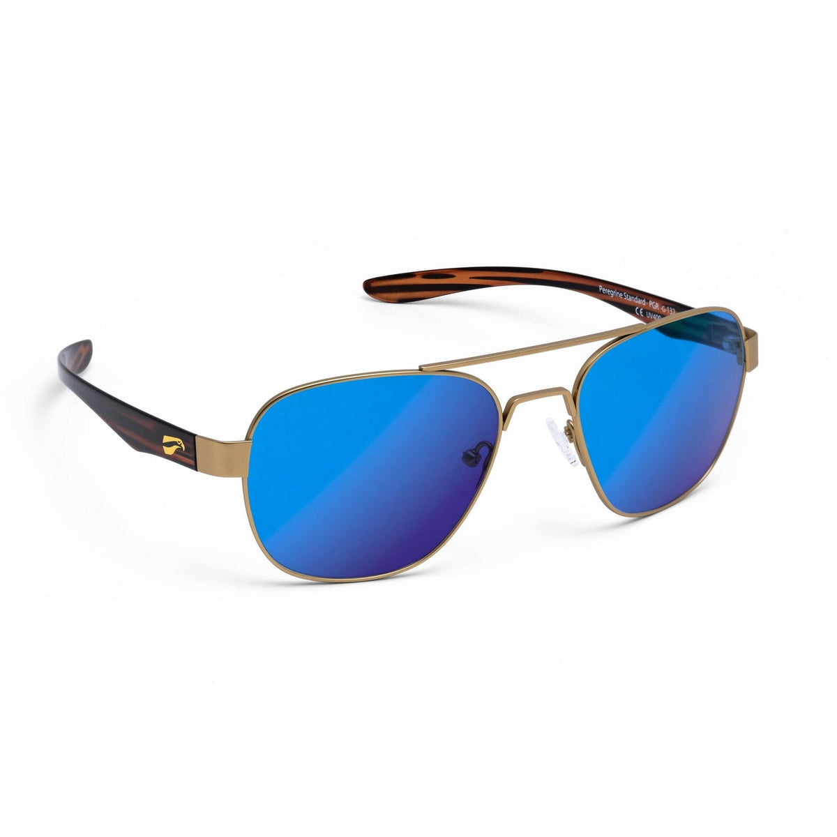 flying eyes peregrine titanium standard matte gold mirrored sapphire