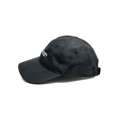 Flying Eyes V1 black pilot hat side view showing headset-friendly side panel and ventilation