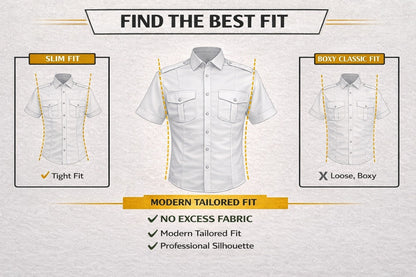 mens pilot shirt modern fit comparison slim vs classic pilot shirt tailored aviation uniform shirt