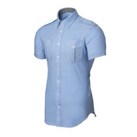 JetSeam - Men's Modern Cut "White Label" Short Sleeve TALL Pilot Shirt, Blue