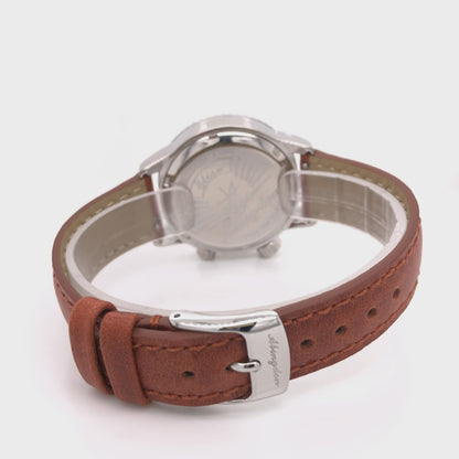 360-Degree View of Abingdon 16mm Oil-Tan Leather Watch Band with Matching Stitch in Chestnut – EZ Release Strap for Pilot Watches