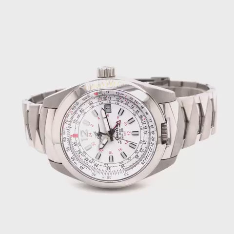 360-degree rotating view of the Amelia Women's Aviation Watch with Cloud White Dial, Stainless Steel Case, and GMT Function by Abingdon Co.