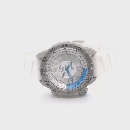 360-Degree View of Nadia Whitewater Automatic Dive Watch with White Silicone Strap and Stainless Steel Case