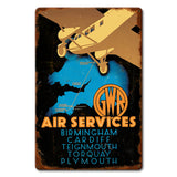 1930's Air Services Ad England Metal Sign, Worn Edge