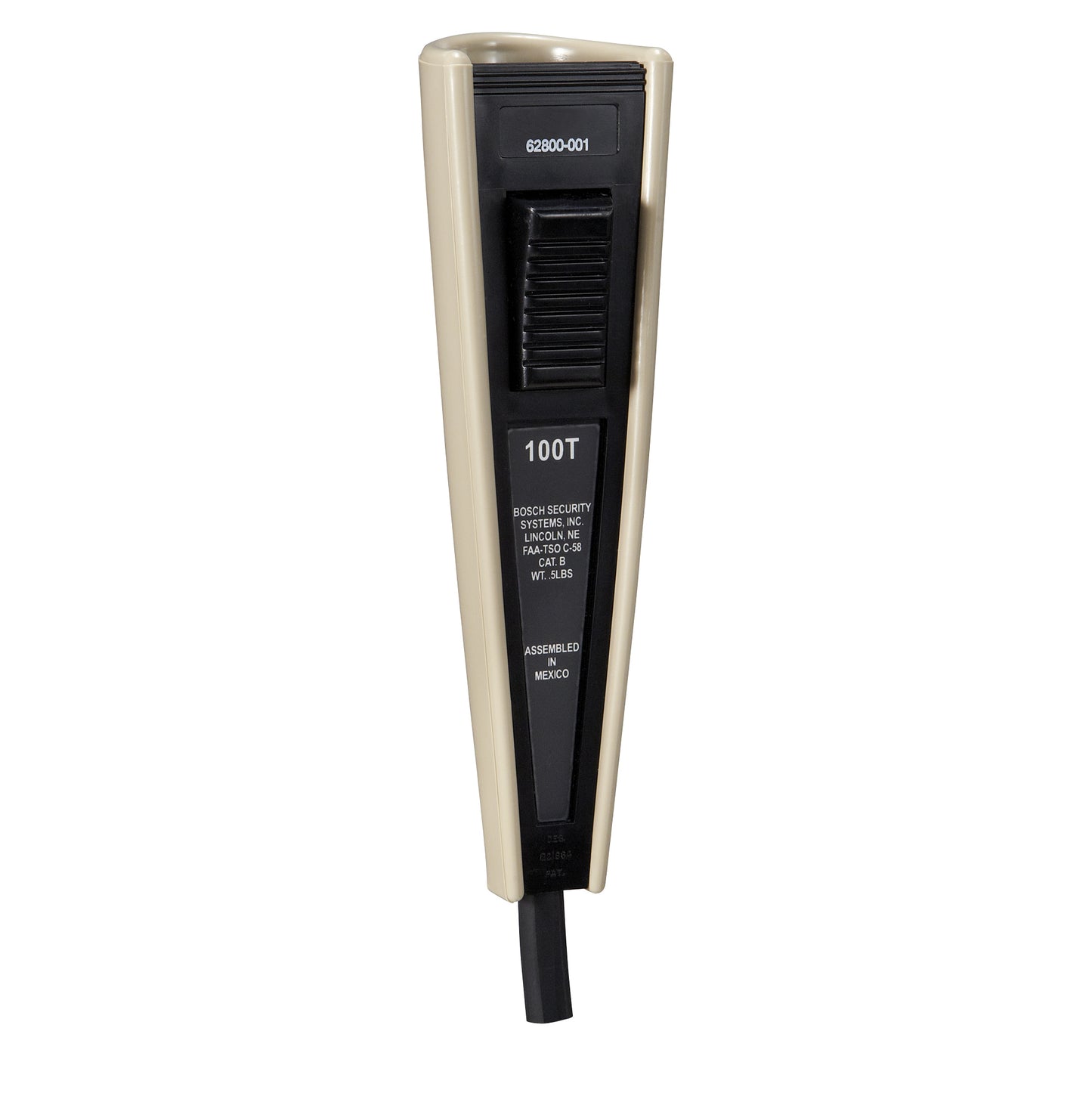 Telex 100T Piper handheld aviation microphone with push-to-talk switch, close up right