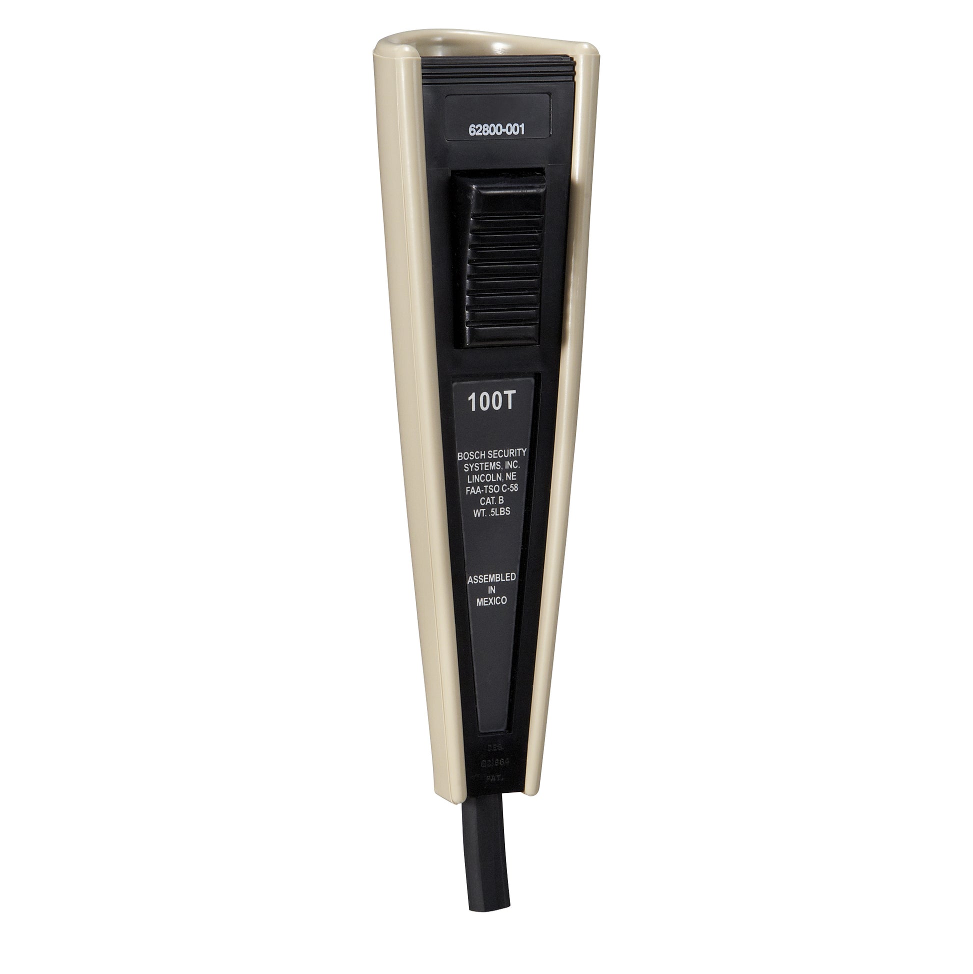 Telex 100T Piper handheld aviation microphone with push-to-talk switch, close up right