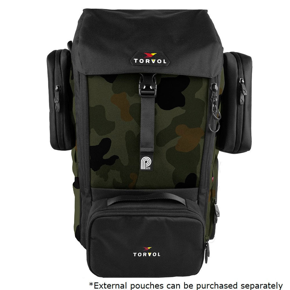 Torvol Urban Drone Carrier Backpack – Front View with All Separate Bag Attachments, Camo