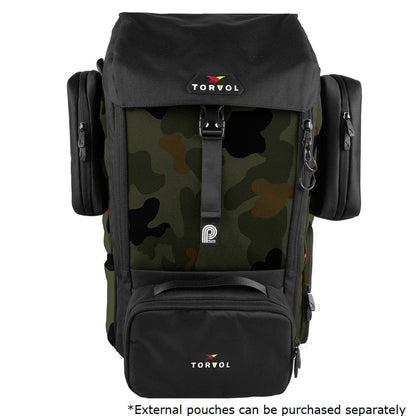 Torvol Urban Drone Carrier Backpack – Front View with All Separate Bag Attachments, Camo