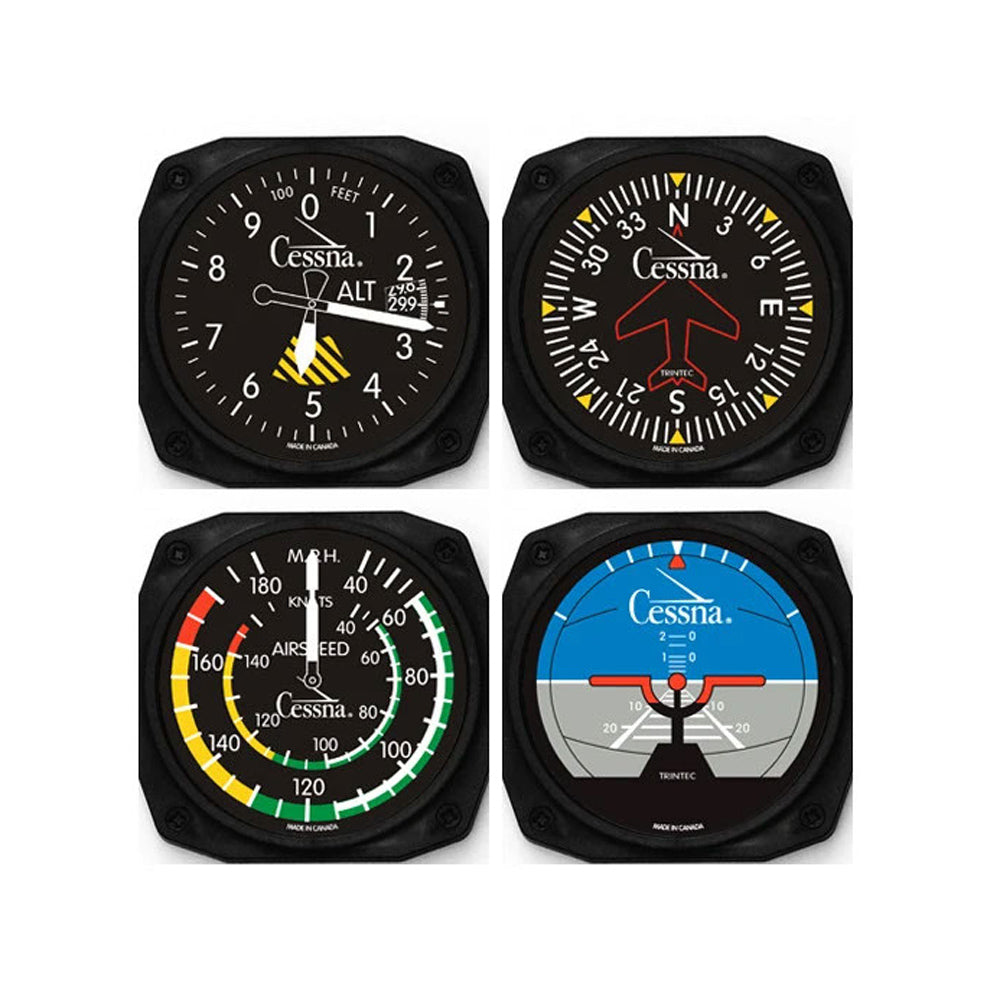 Trintec 9075-CES officially licensed Cessna four-piece aviation instrument coaster set