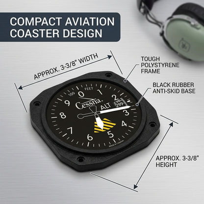 Trintec 9075-CES Cessna aviation instrument coasters displayed in a general aviation setting