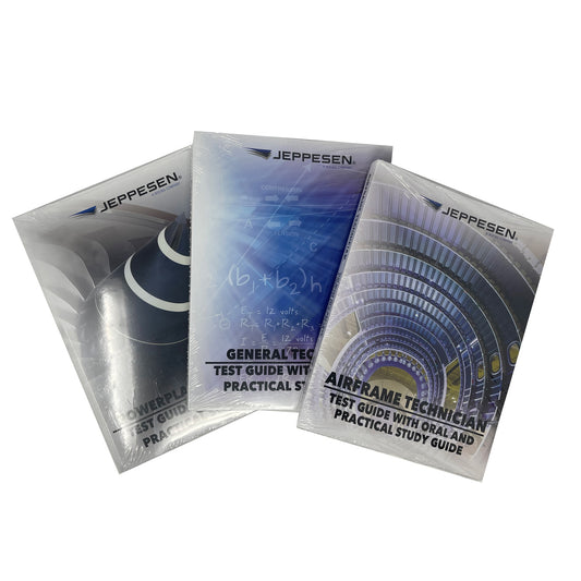 Jeppesen A&P Test Guide Bundle – General, Airframe & Powerplant Books (PN 10033660, JS202600)