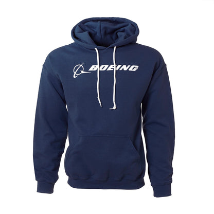Boeing Signature Logo Hooded Sweatshirt navy manufacturer photo - high-quality hoodie for aviation lovers