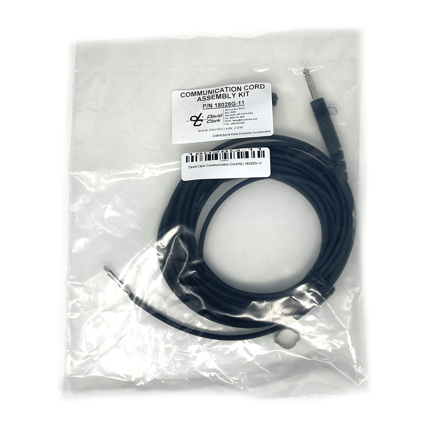 David Clark 18028G-11 Communication Cord Assembly – Compatible with H3312 Headset