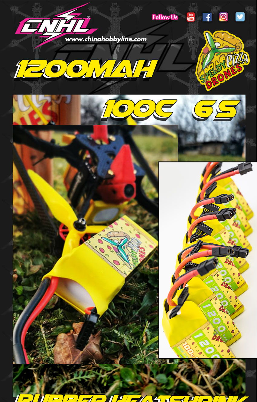 CNHL 1200mAh Battery – Shown with Compatible Drone and Performance Stats