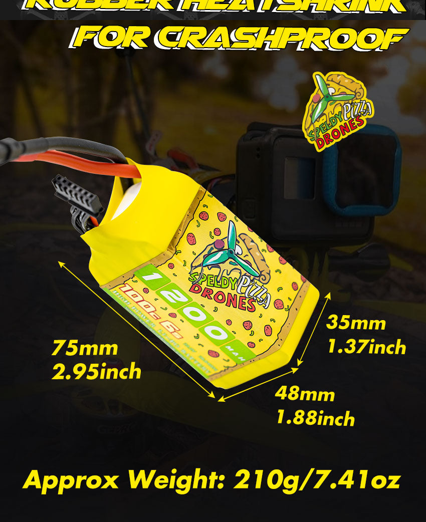 CNHL 1200mAh 6S Battery – Labeled Dimensions for Drone Compatibility