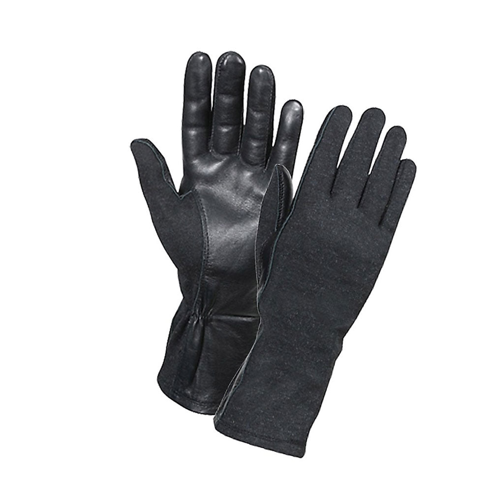 Black Rothco G.I. Flame Resistant Flight Gloves with Sheepskin Palm