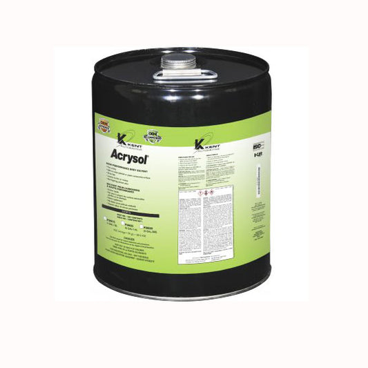 Kent Acrysol Paint Preparation Auto Body Solvent 5 Gallon metal container with green label and safety warnings