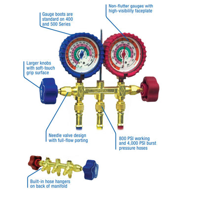 Deluxe 2-Valve Brass Refrigerant Manifold | 500-C