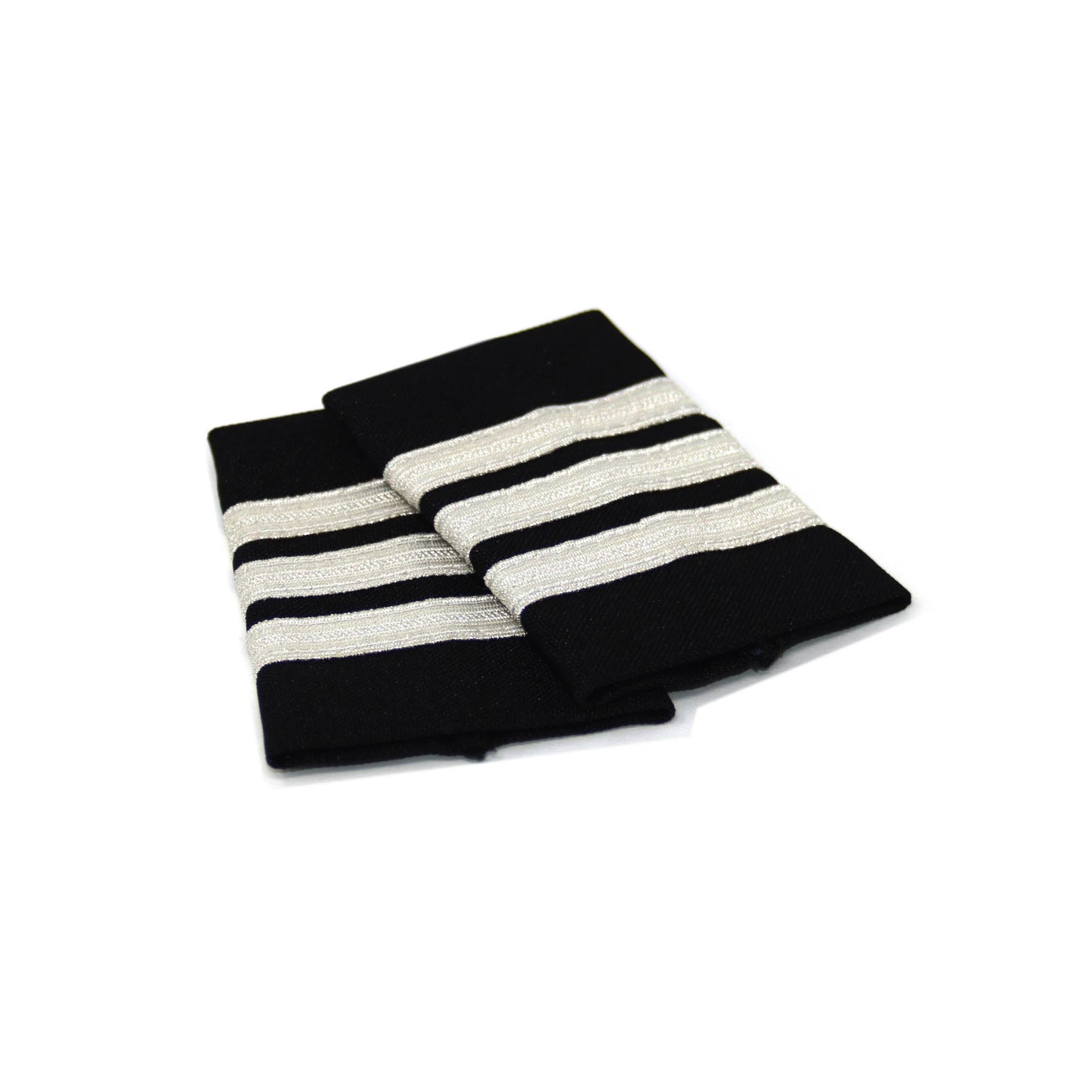Black Standard Epaulets - Metallic Silver - 3 Stripe