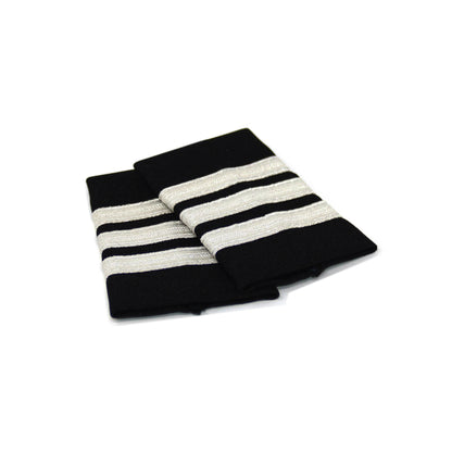 Black Standard Epaulets - Metallic Silver - 3 Stripe