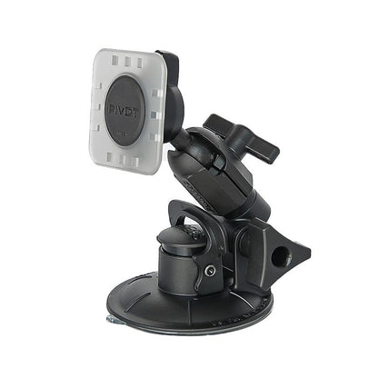 Pivot Shorty suction cup mount with RAM lever base, articulated arm with dual ball joints, and PIVOT PPK-1 square mounting plate for tablets