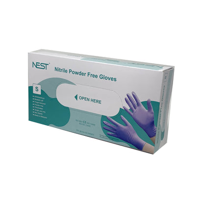 nest nitrile powder free examination gloves box small blue disposable gloves