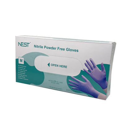 nest nitrile powder free nitrile gloves box medium blue disposable gloves