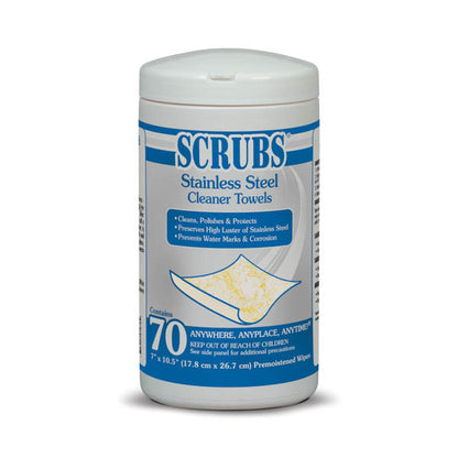 SCRUBS® Stainless Steel Cleaner Towels - 70 Wipes | 91970