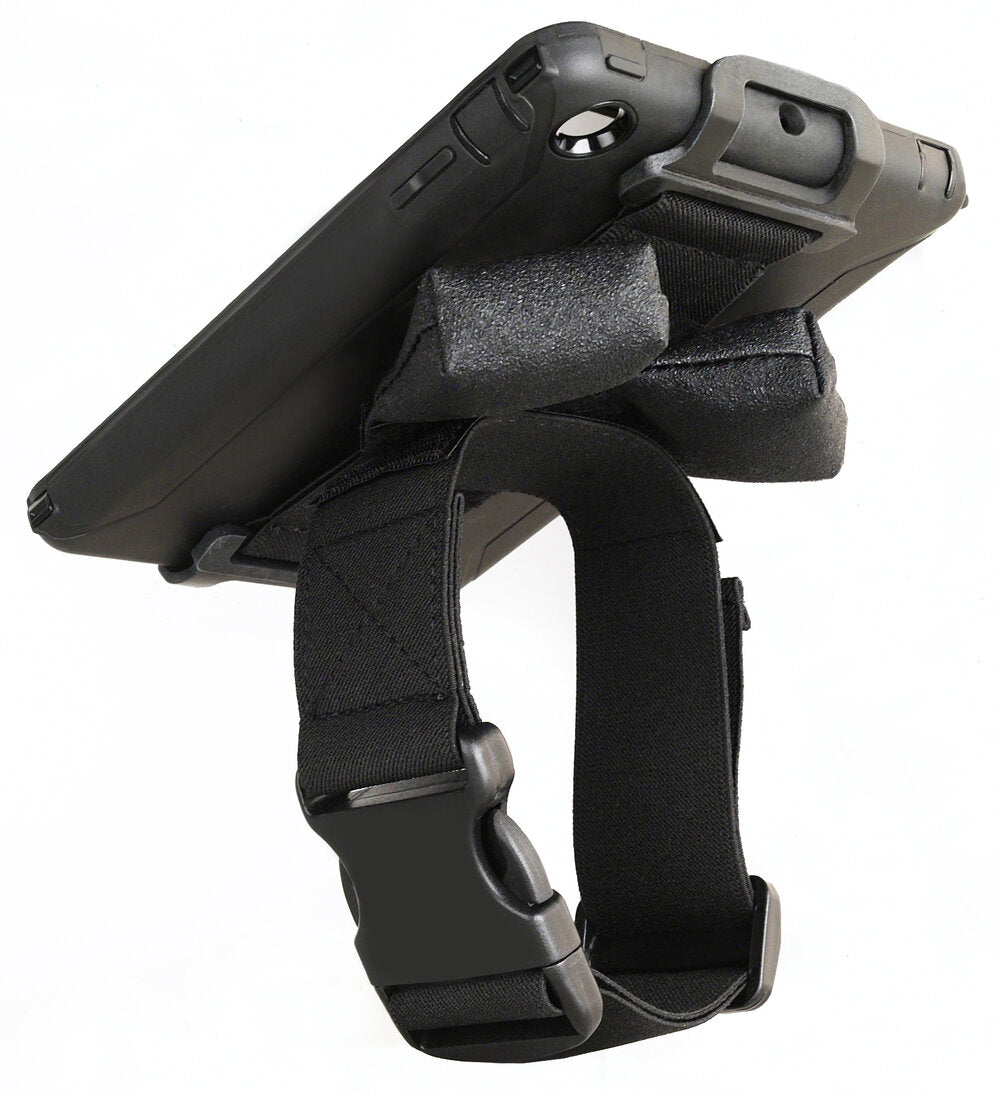 AppStrap® 5(S) Kneeboard installed on a small tablet such as iPad Mini® with rugged case