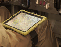AppStrap® 5(S) in use on a tablet inside aircraft cockpit during flight