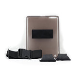 AppStrap® iPad Mini® Gen 4 Kneeboard components laid out including gel case, leg strap, and tilt pad