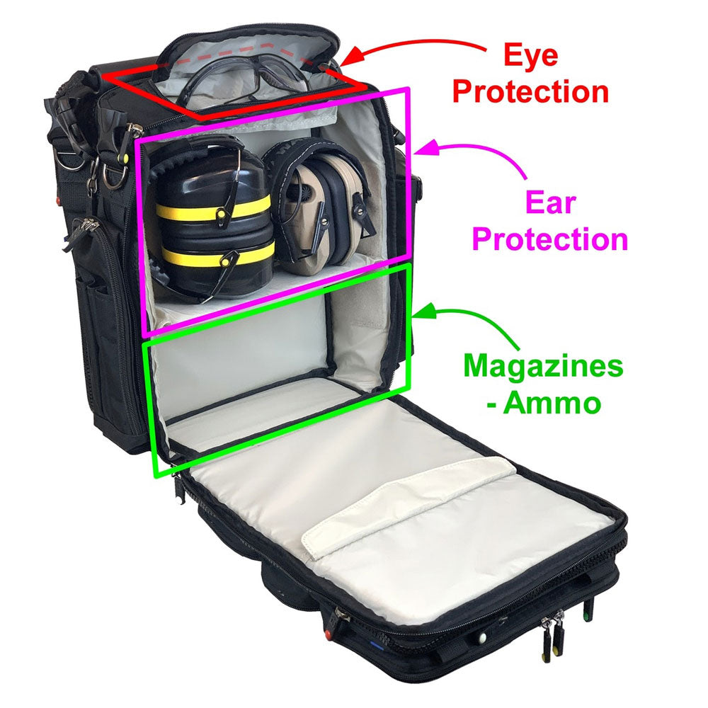 BrightLine Bags® B6 Range Bag (R6 • Range) – Separate Pockets for Eye and Ear Protection