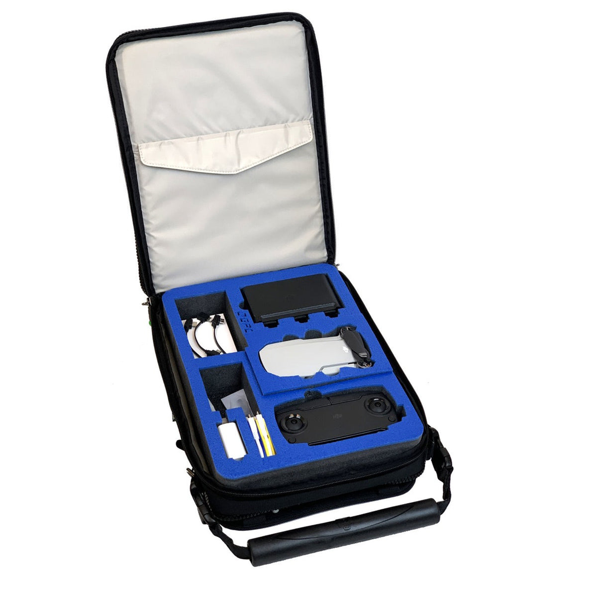 Brightline Bags D2 Rotor left angle open with foam insert and drone installed