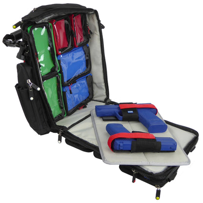 Open Brightline bag with two pistols secured in FLEX Holsters