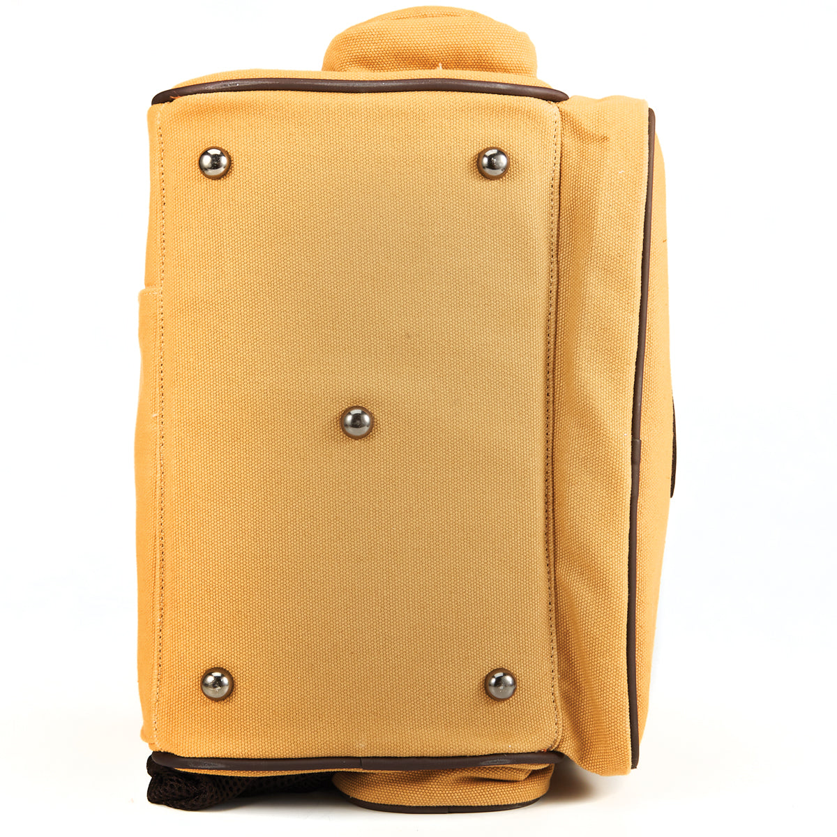 View of the bottom of the Flight Outfitters Bush Pilot Flight Bag, featuring protective cleats to keep the bag clean and dry.