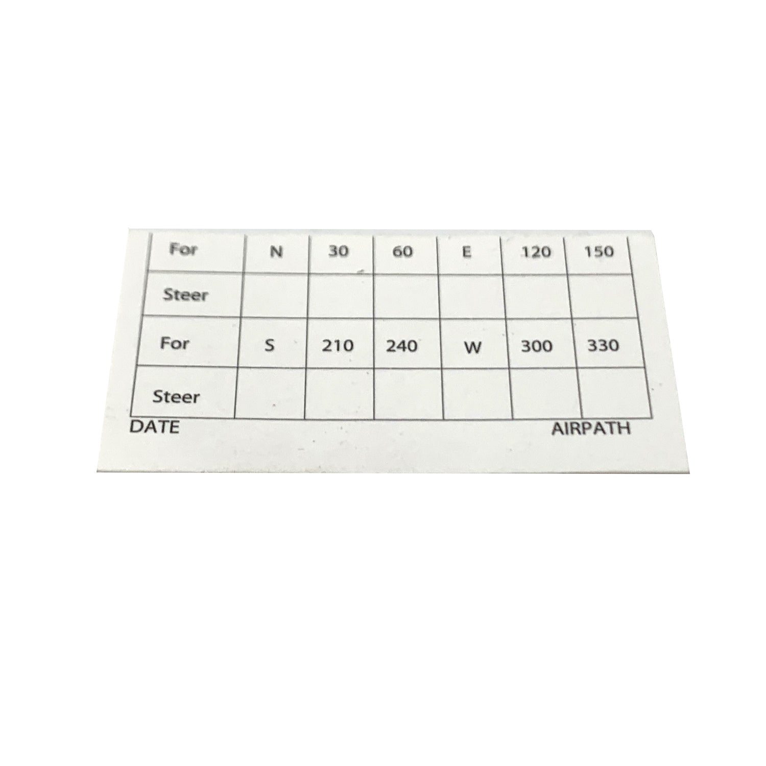 Airpath - Compass Deviation Card | C23-807 – Pilots HQ LLC.