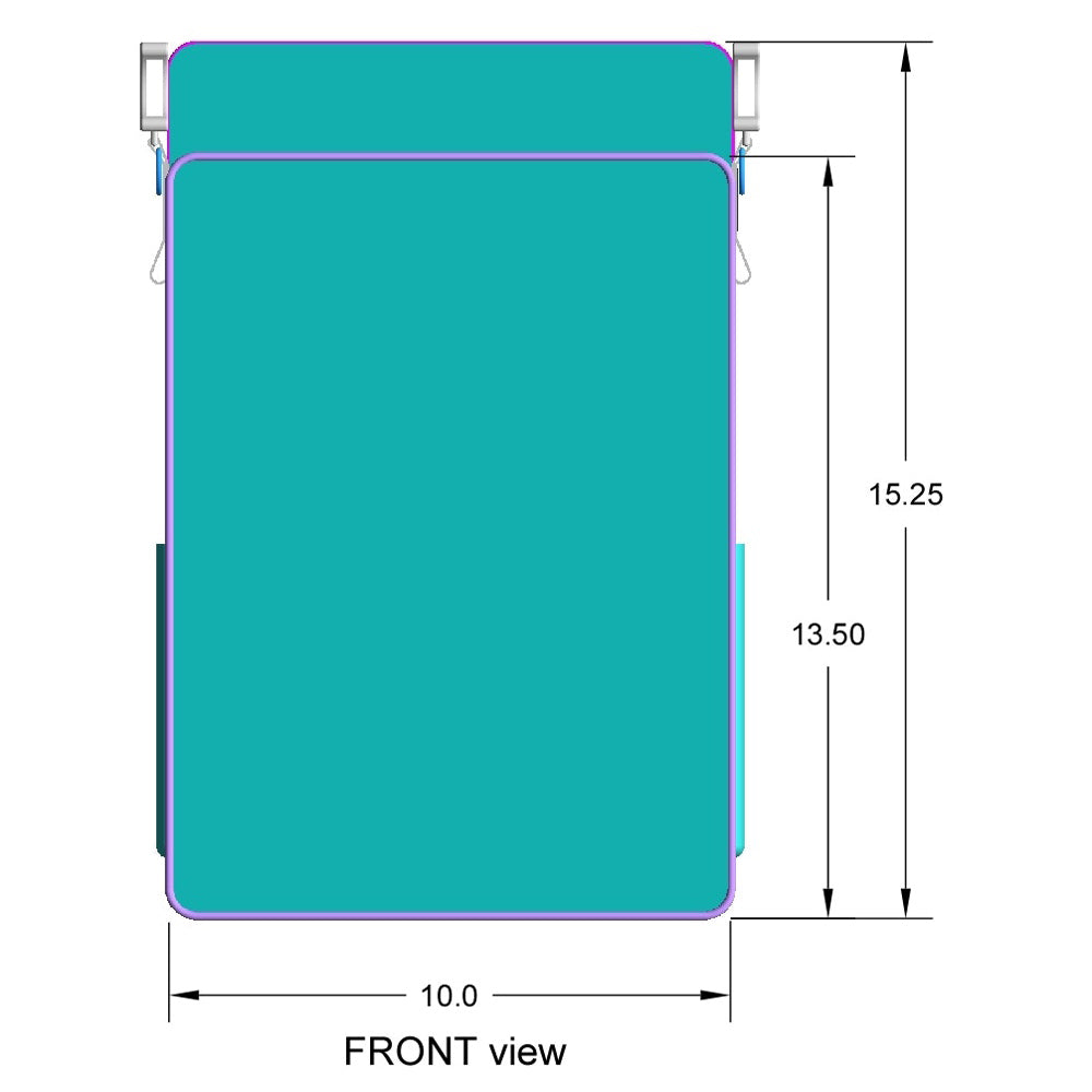 BrightLine Bags® CS2-Tall Center Section – Front View Dimensions Diagram