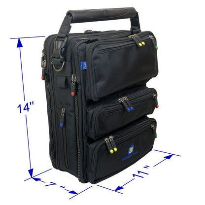 Left Exterior of BrightLine Bags® D3•Hover™ with Dimensional Overlay