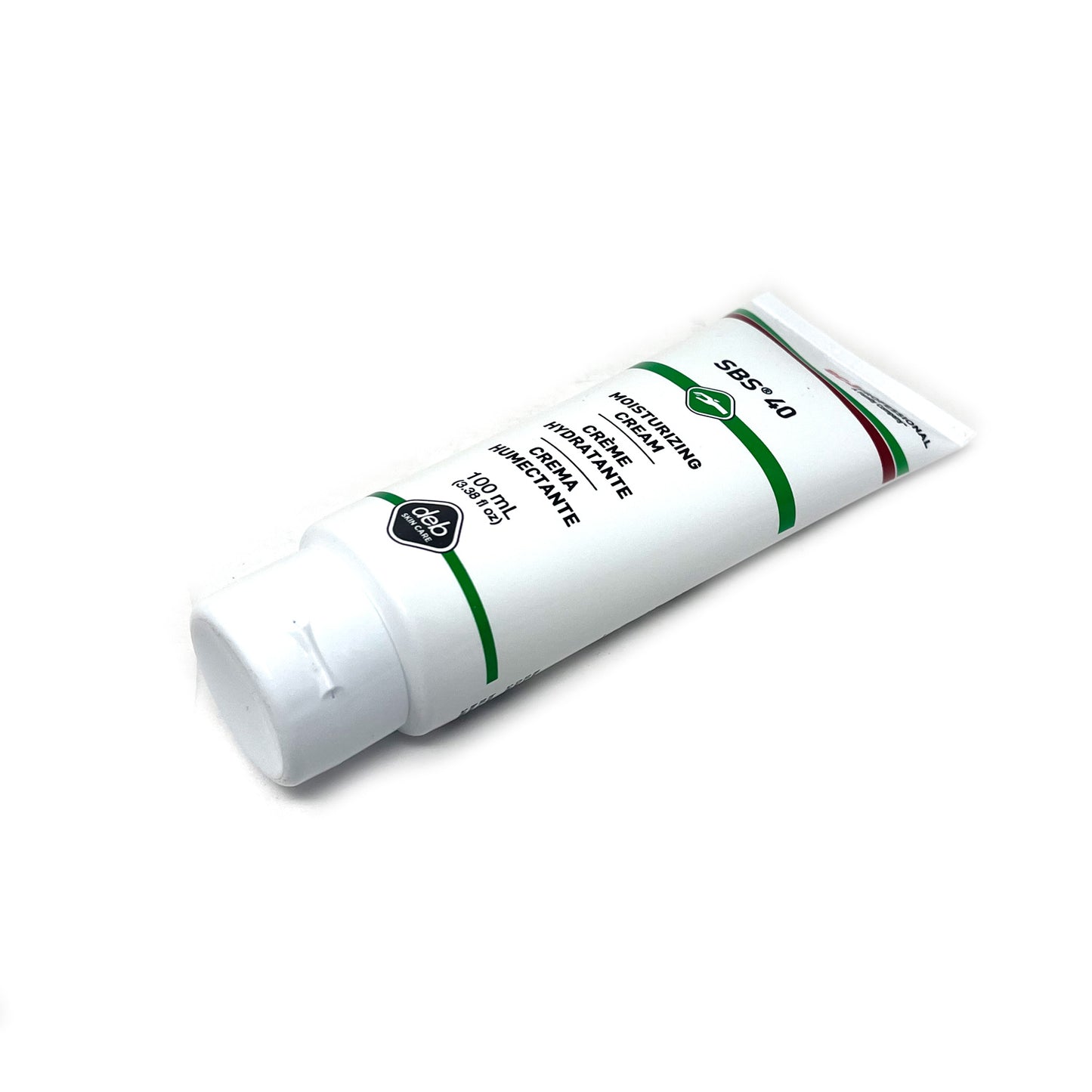 Deb Group SBS-40 Skin Conditioning Cream 100 ml tube front side view - SBS100ML, cream for skin protection and conditioning