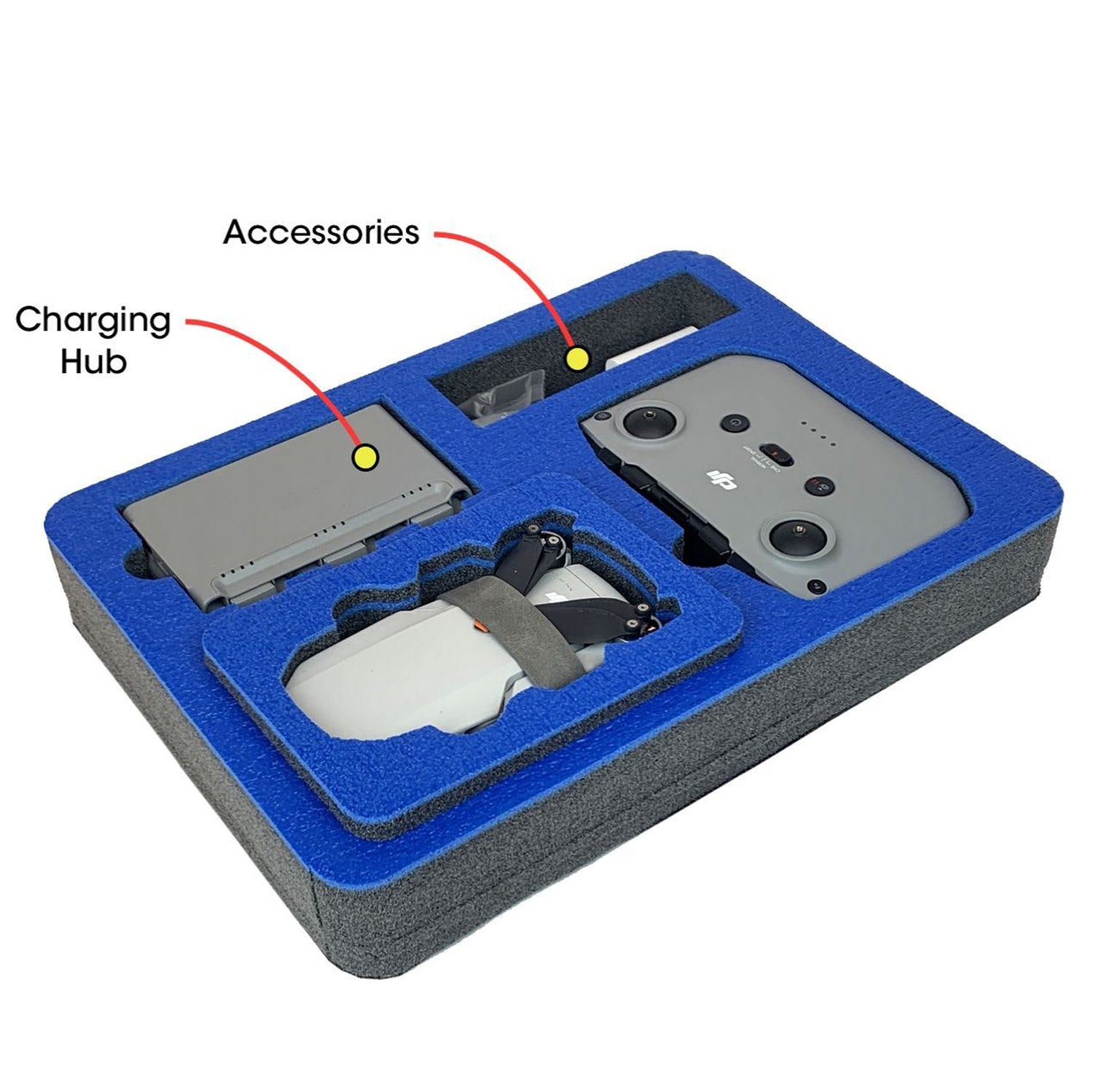 Charging Hub and Accessory Storage in BrightLine Bags® DJI® Mini 2™ Foam Insert