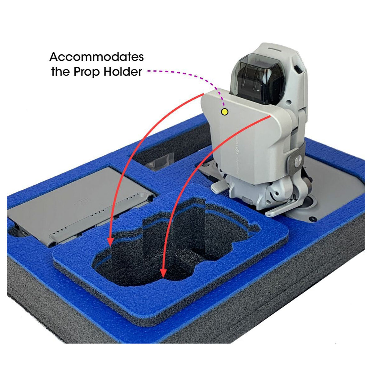 Prop Holder Slot in BrightLine Bags® DJI® Mini 2™ Custom Foam Insert