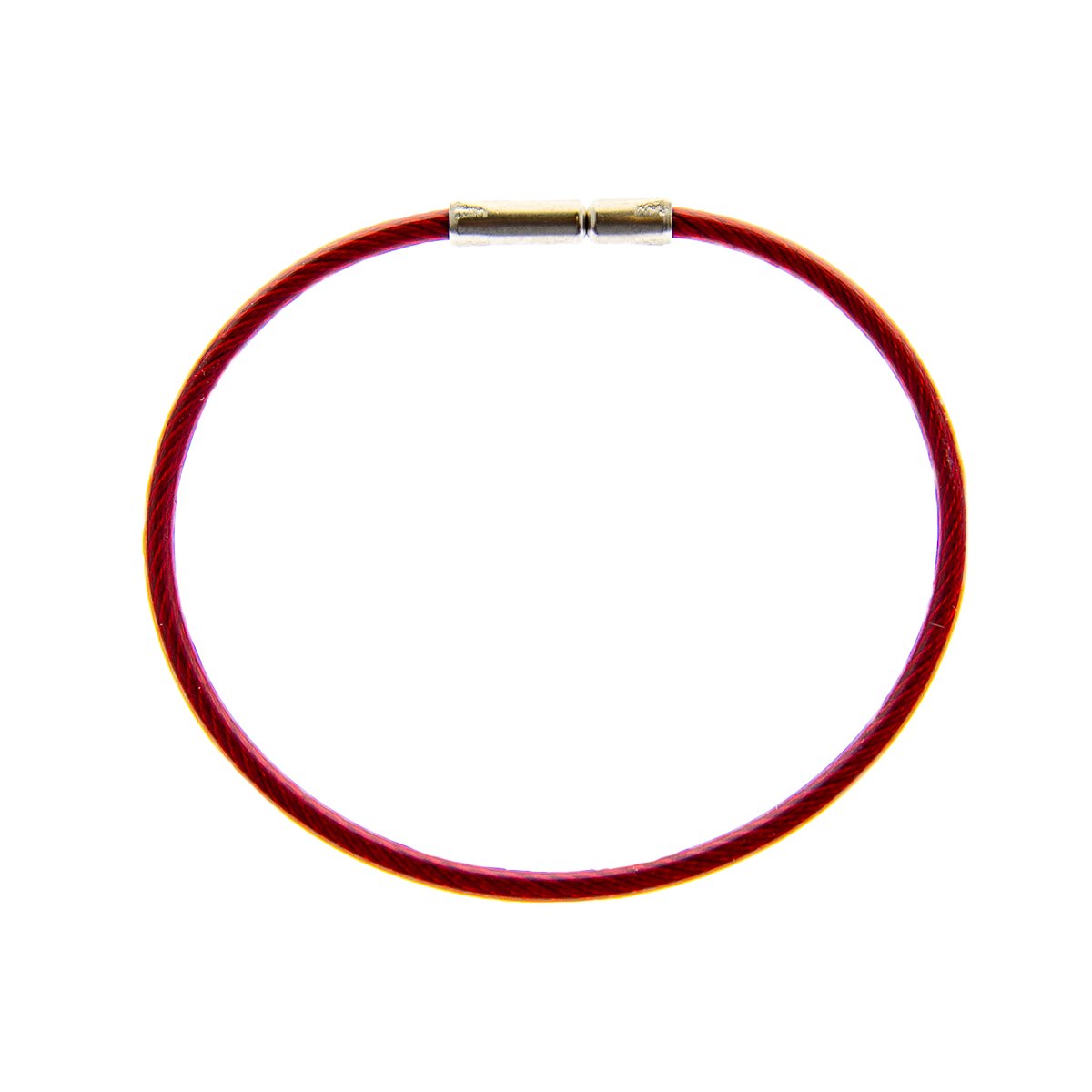 Flyboys XXL Checklist Ring 2.5 inch diameter dark red flexible wire cable with silver metal clasp against white background