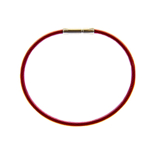Flyboys XXL Checklist Ring 2.5 inch diameter dark red flexible wire cable with silver metal clasp against white background