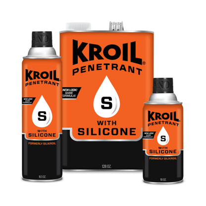 Kroil Penetrant with Silicone (formerly SiliKroil) group photo - effective penetrating solvent with silicone additive for tough applications