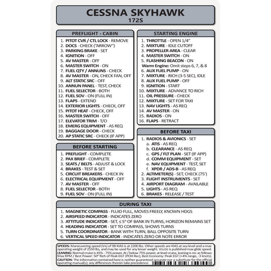 Pocket Checklist, Cessna 172S