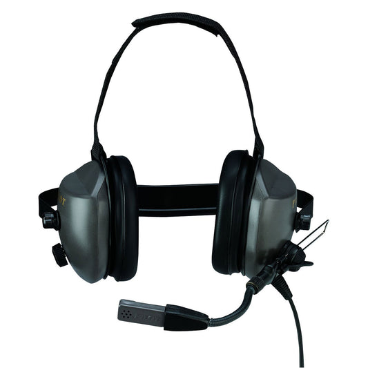 Pilot USA PA-1140HNE Behind-the-Head Aviation Headset, Front View with Attached Microphone